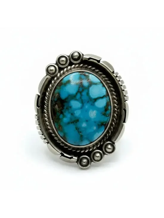 Authentic Handmade Navajo Daniel Benally Sonoran Gold Turquoise Ring – Size 7 - Picture 2 of 7